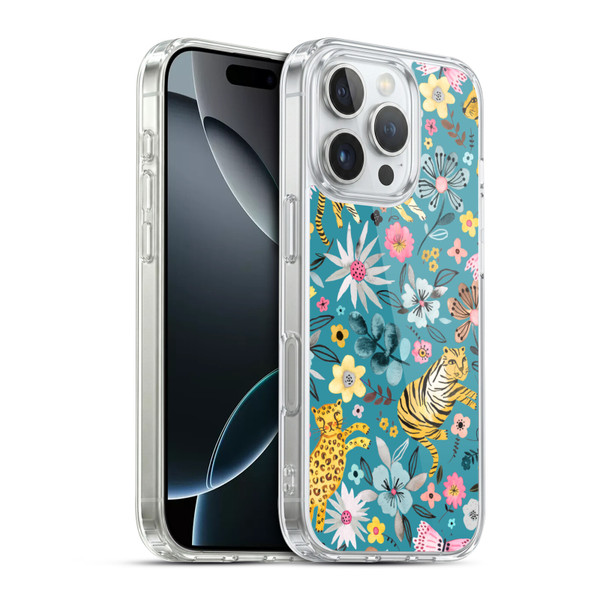 Ninola Botanical Patterns Tigers Flowers Soft Gel Case for Apple iPhone 16 Pro & MagSafe