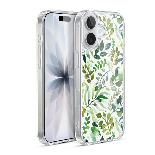 Ninola Botanical Patterns Watercolor Green Leaves Soft Gel Case for Apple iPhone 17