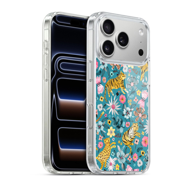 Ninola Botanical Patterns Tigers Flowers Soft Gel Case for Apple iPhone 17 Pro
