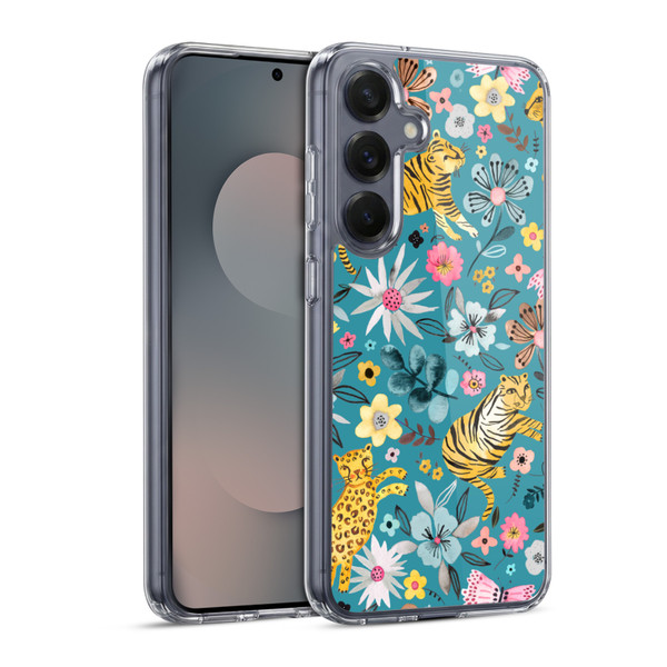 Ninola Botanical Patterns Tigers Flowers Soft Gel Case for Samsung Galaxy S25 & MagSafe