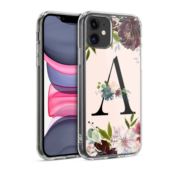 Nature Magick Rose Gold Flowers Monogram 1 Letter A Soft Gel Case for Apple iPhone 11