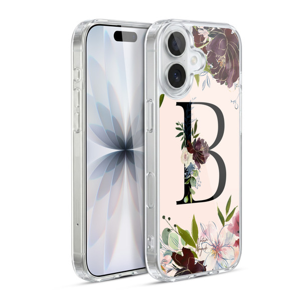 Nature Magick Rose Gold Flowers Monogram 1 Letter B Soft Gel Case for Apple iPhone 17