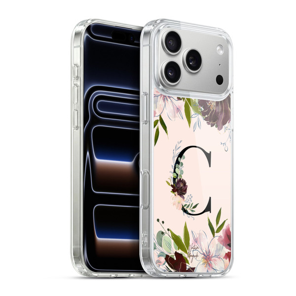 Nature Magick Rose Gold Flowers Monogram 1 Letter C Soft Gel Case for Apple iPhone 17 Pro Max