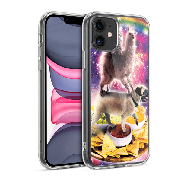Random Galaxy Space Cat Rainbow Llama Pug & Nachos Soft Gel Case for Apple iPhone 11