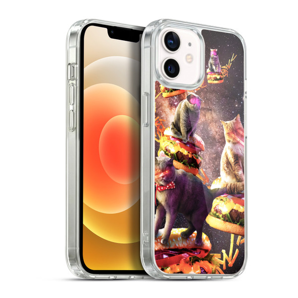 Random Galaxy Space Cat Burger & Fries Soft Gel Case for Apple iPhone 12 / iPhone 12 Pro & MagSafe