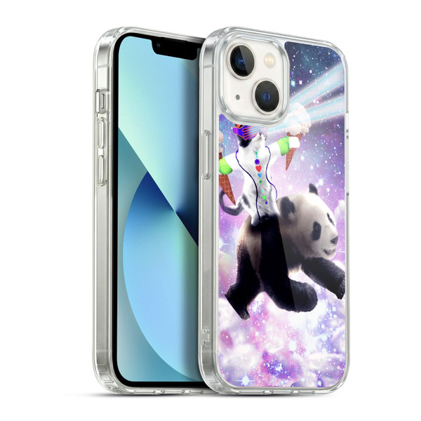 Random Galaxy Space Cat Purple Galaxy Panda Soft Gel Case for Apple iPhone 13