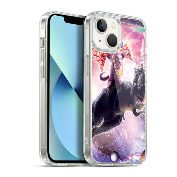 Random Galaxy Space Cat Thug & Dinosaur Unicorn Soft Gel Case for Apple iPhone 13