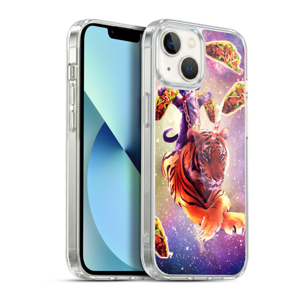 Random Galaxy Space Cat Tiger Unicorn & Tacos Soft Gel Case for Apple iPhone 13