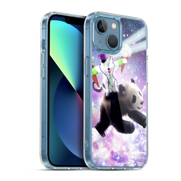 Random Galaxy Space Cat Purple Galaxy Panda Soft Gel Case for Apple iPhone 13 Mini & MagSafe