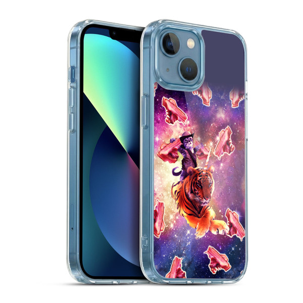 Random Galaxy Space Cat Tiger Unicorn With Bacons Soft Gel Case for Apple iPhone 13 Mini & MagSafe