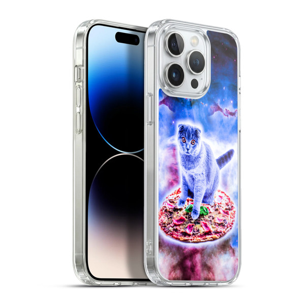 Random Galaxy Space Cat Blue Galaxy & Pizza Soft Gel Case for Apple iPhone 13 Pro Max & MagSafe