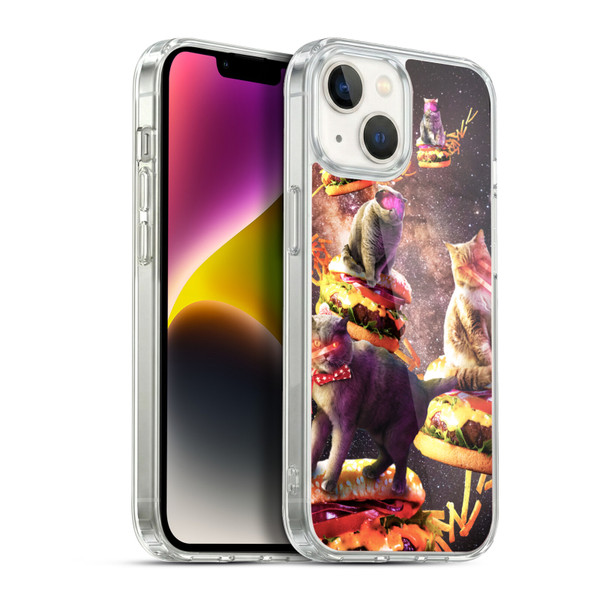 Random Galaxy Space Cat Burger & Fries Soft Gel Case for Apple iPhone 14