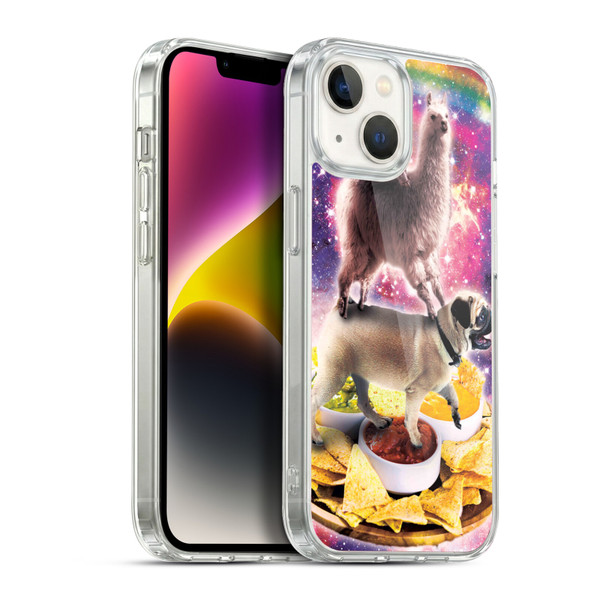 Random Galaxy Space Cat Rainbow Llama Pug & Nachos Soft Gel Case for Apple iPhone 14
