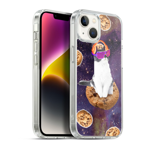 Random Galaxy Space Cat Dream Cookie Galaxy Soft Gel Case for Apple iPhone 14 Plus & MagSafe