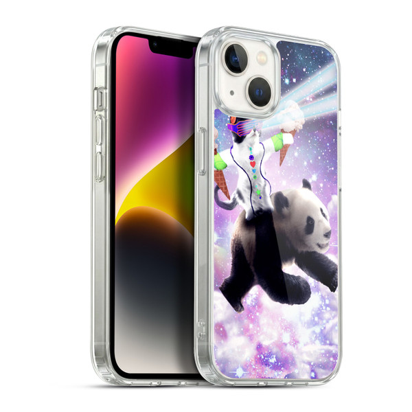 Random Galaxy Space Cat Purple Galaxy Panda Soft Gel Case for Apple iPhone 14 Plus & MagSafe