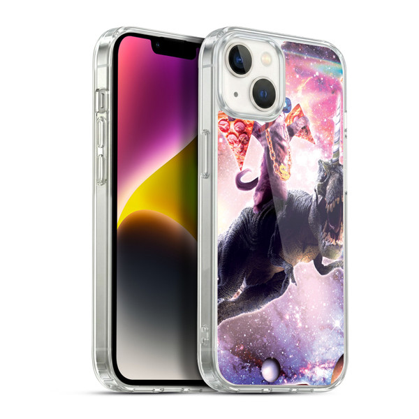 Random Galaxy Space Cat Thug & Dinosaur Unicorn Soft Gel Case for Apple iPhone 14 Plus & MagSafe