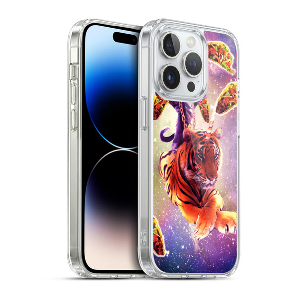 Random Galaxy Space Cat Tiger Unicorn & Tacos Soft Gel Case for Apple iPhone 14 Pro & MagSafe
