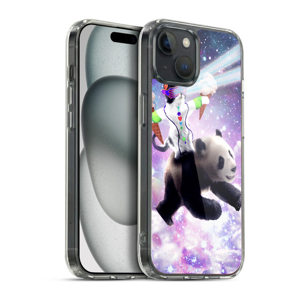 Random Galaxy Space Cat Purple Galaxy Panda Soft Gel Case for Apple iPhone 15 Plus & MagSafe