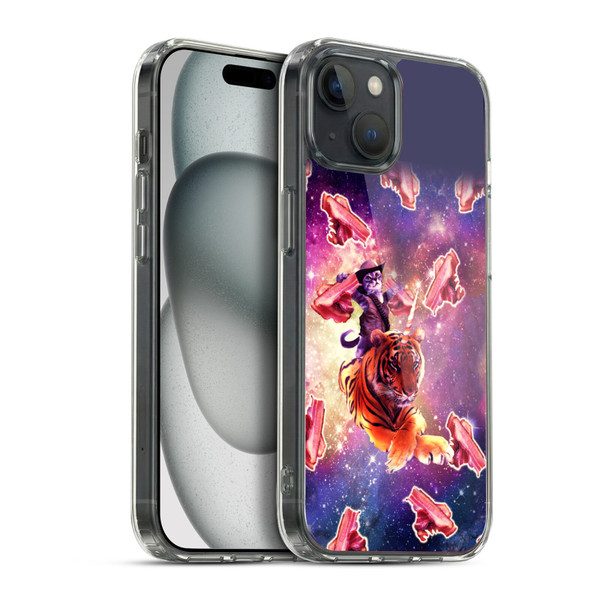 Random Galaxy Space Cat Tiger Unicorn With Bacons Soft Gel Case for Apple iPhone 15 Plus & MagSafe
