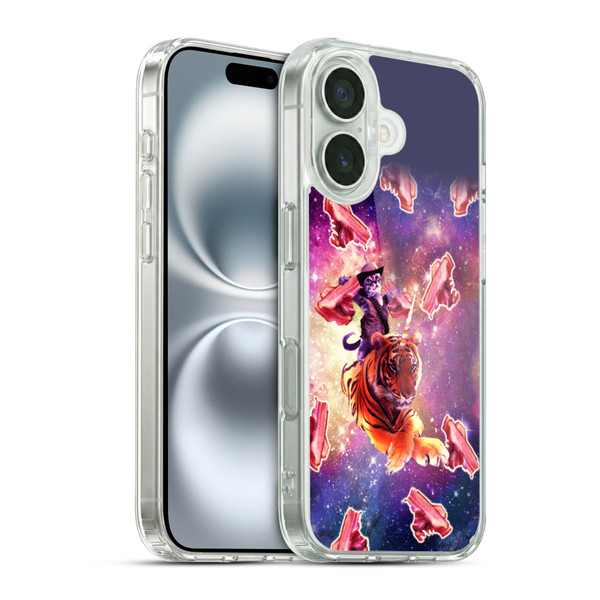 Random Galaxy Space Cat Tiger Unicorn With Bacons Soft Gel Case for Apple iPhone 16 & MagSafe