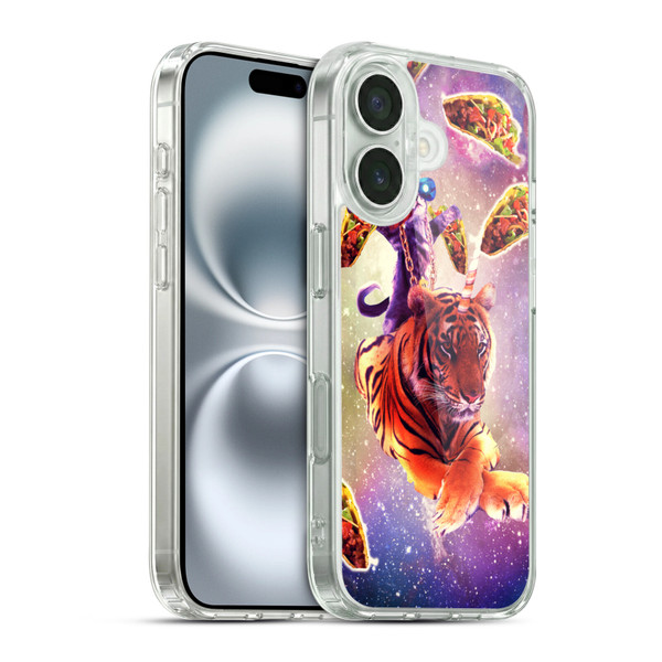 Random Galaxy Space Cat Tiger Unicorn & Tacos Soft Gel Case for Apple iPhone 16 & MagSafe