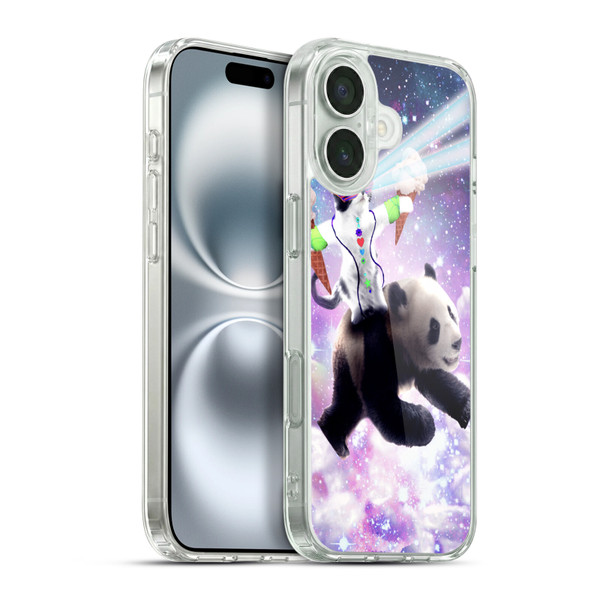 Random Galaxy Space Cat Purple Galaxy Panda Soft Gel Case for Apple iPhone 16 Plus & MagSafe