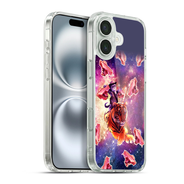 Random Galaxy Space Cat Tiger Unicorn With Bacons Soft Gel Case for Apple iPhone 16 Plus & MagSafe