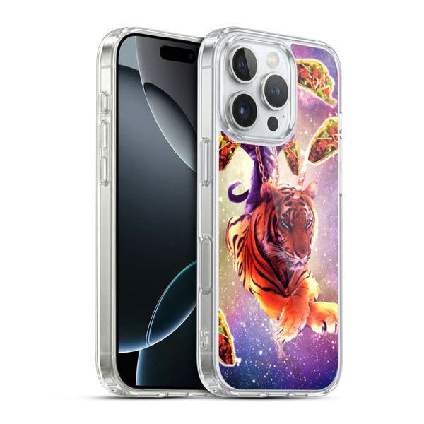 Random Galaxy Space Cat Tiger Unicorn & Tacos Soft Gel Case for Apple iPhone 16 Pro & MagSafe