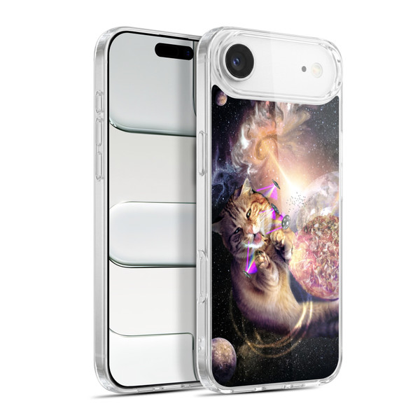 Random Galaxy Space Cat Reaching Big Pizza Soft Gel Case for Apple iPhone 17 Air