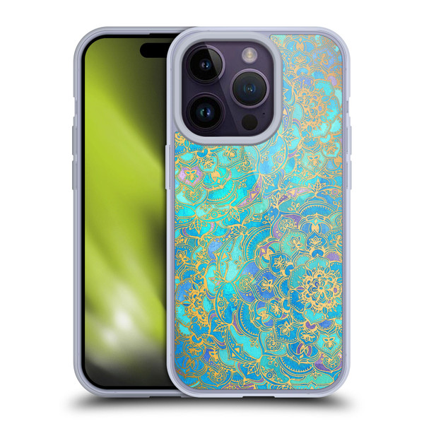 Micklyn Le Feuvre Mandala Sapphire and Jade Soft Gel Case for Apple iPhone 14 Pro