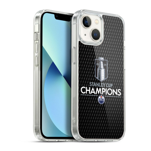 NHL 2024 Stanley Cup Champions Edmonton Oilers Puck Pattern Soft Gel Case for Apple iPhone 13