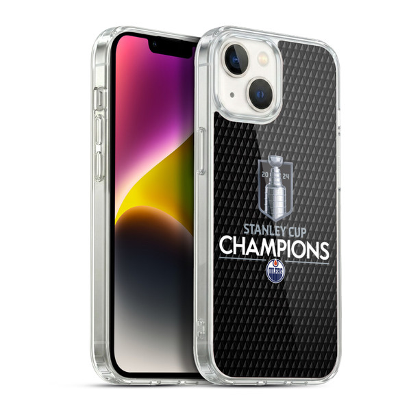 NHL 2024 Stanley Cup Champions Edmonton Oilers Puck Pattern Soft Gel Case for Apple iPhone 14