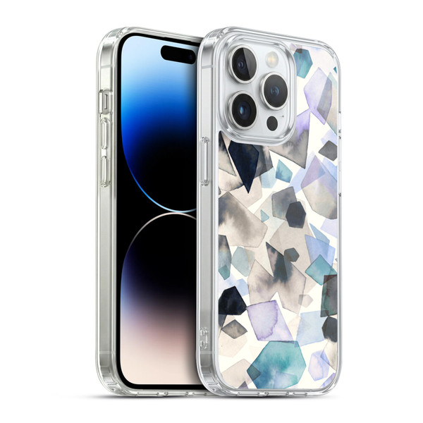 Ninola Pattern Abstract Crystals Blue Soft Gel Case for Apple iPhone 14 Pro & MagSafe