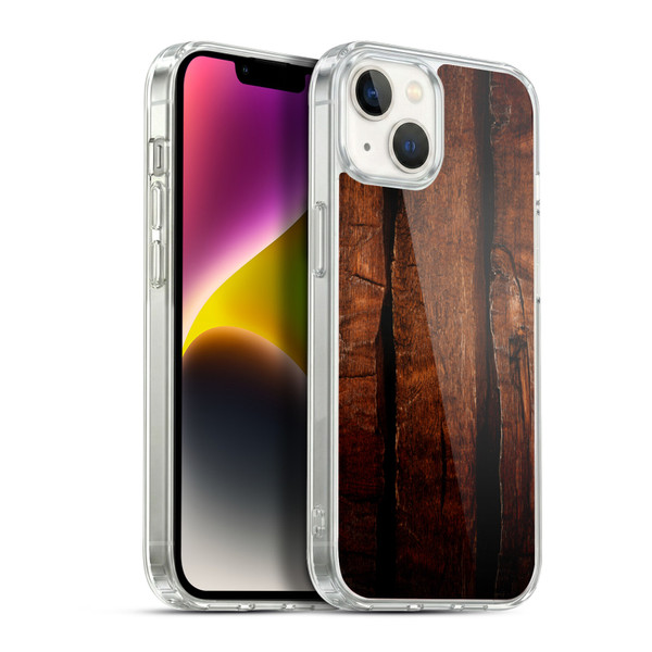PLdesign Wood Prints Brown Rustic Ombre Soft Gel Case for Apple iPhone 14 Plus & MagSafe