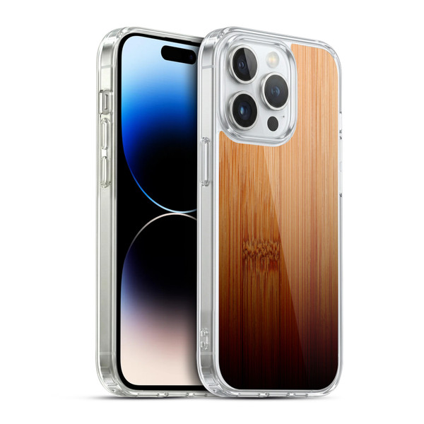 PLdesign Wood Prints Bamboo Burnt Ombre Soft Gel Case for Apple iPhone 14 Pro & MagSafe