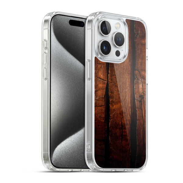 PLdesign Wood Prints Brown Rustic Ombre Soft Gel Case for Apple iPhone 15 Pro & MagSafe