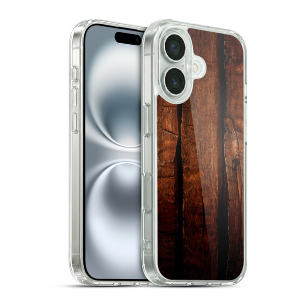 PLdesign Wood Prints Brown Rustic Ombre Soft Gel Case for Apple iPhone 16 & MagSafe