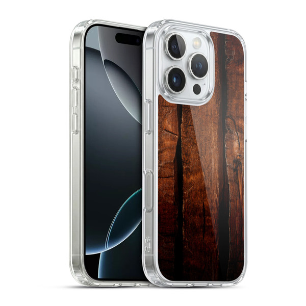 PLdesign Wood Prints Brown Rustic Ombre Soft Gel Case for Apple iPhone 16 Pro & MagSafe