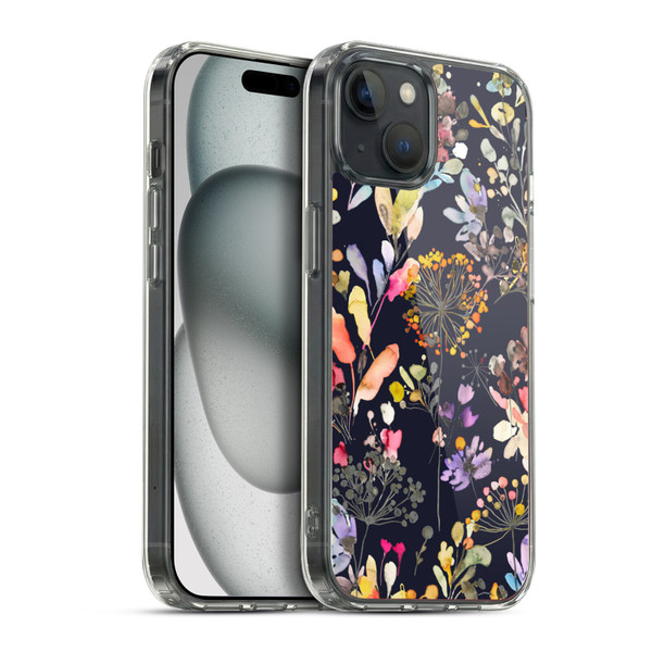 Ninola Wild Grasses Black Soft Gel Case for Apple iPhone 15 Plus & MagSafe
