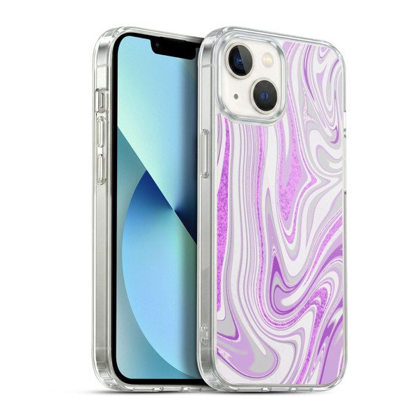 Suzan Lind Marble Swirls Purple White Gray Soft Gel Case for Apple iPhone 13