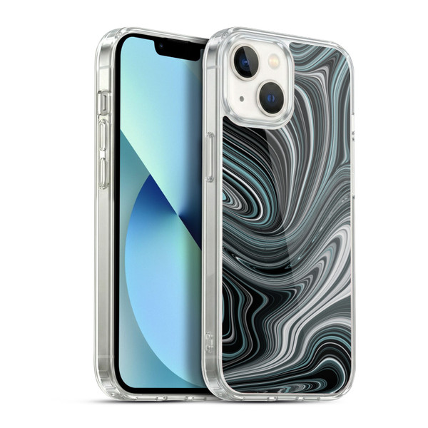Suzan Lind Marble Swirls Teal And Black Soft Gel Case for Apple iPhone 13