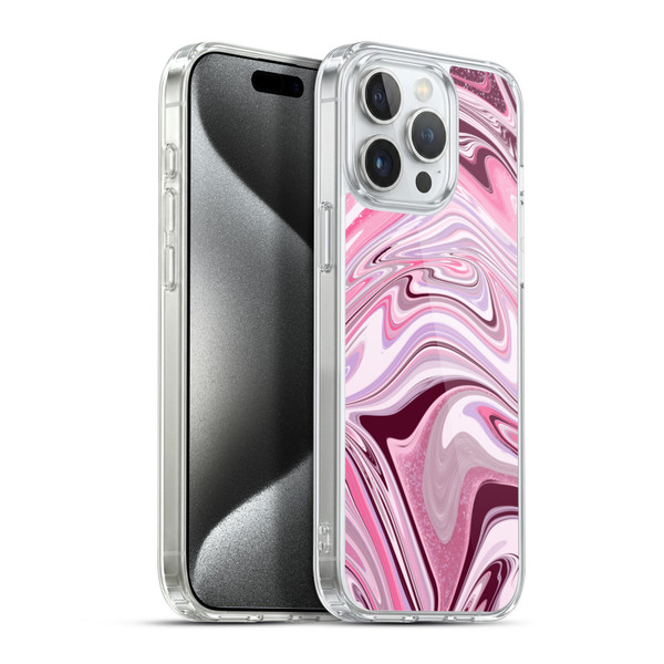 Suzan Lind Marble Swirls Pink Mauve Soft Gel Case for Apple iPhone 15 Pro Max & MagSafe