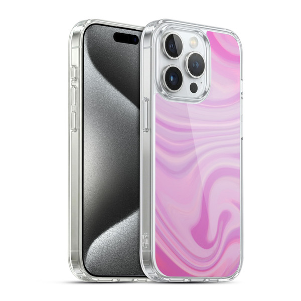 Suzan Lind Marble Swirls Pink Soft Gel Case for Apple iPhone 15 Pro & MagSafe