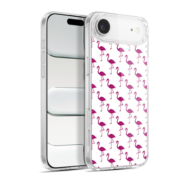 PLdesign Sparkly Flamingo Pink Pattern On White Soft Gel Case for Apple iPhone 17 Air