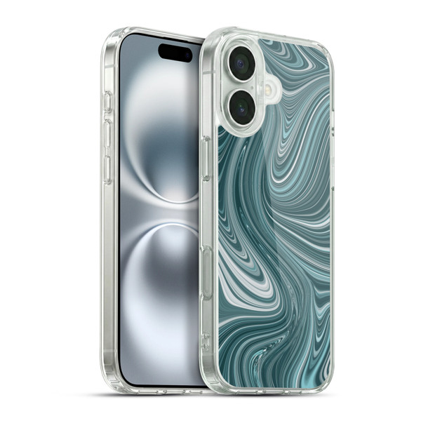 Suzan Lind Marble Swirls Teal Soft Gel Case for Apple iPhone 16 Plus & MagSafe