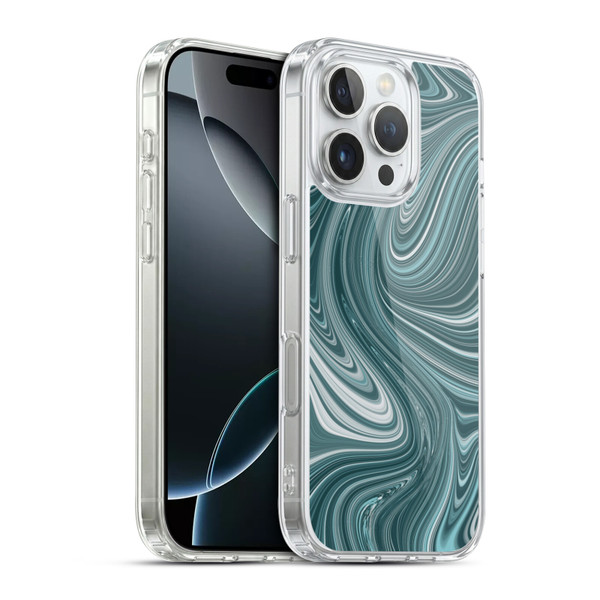 Suzan Lind Marble Swirls Teal Soft Gel Case for Apple iPhone 16 Pro & MagSafe