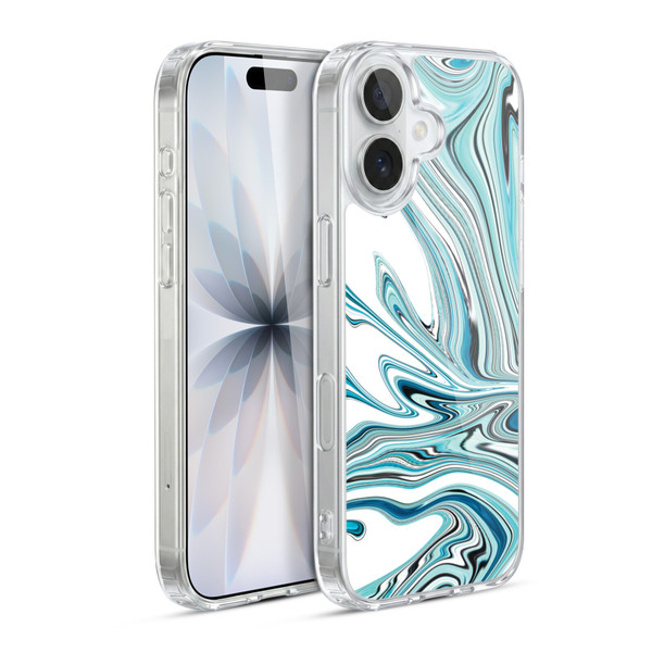 Suzan Lind Marble Swirls Teal White Soft Gel Case for Apple iPhone 17