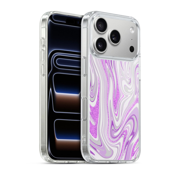 Suzan Lind Marble Swirls Purple White Gray Soft Gel Case for Apple iPhone 17 Pro