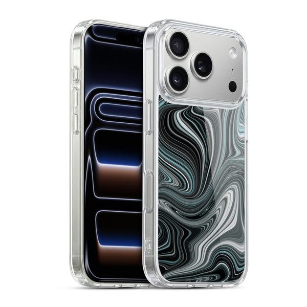 Suzan Lind Marble Swirls Teal And Black Soft Gel Case for Apple iPhone 17 Pro