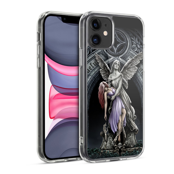 Sarah Richter Gothic Stone Angel With Skull Soft Gel Case for Apple iPhone 11